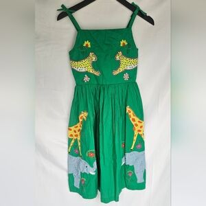 Mini Boden Applique Cotton Dress in Green Safari 11-12 Years